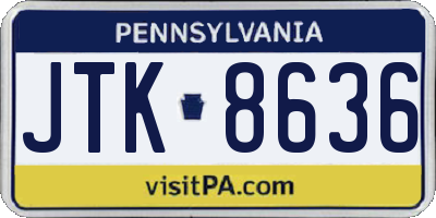 PA license plate JTK8636