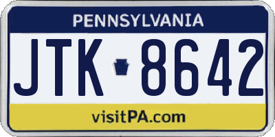 PA license plate JTK8642