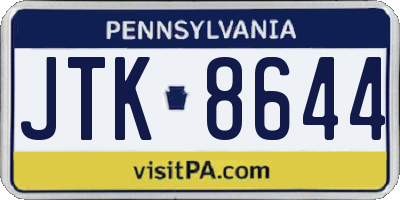 PA license plate JTK8644