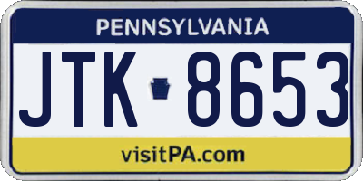 PA license plate JTK8653