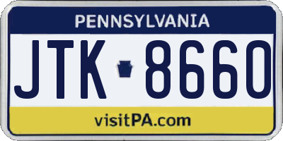 PA license plate JTK8660
