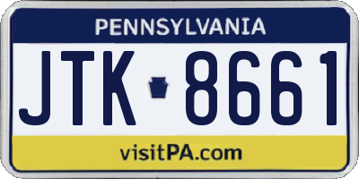 PA license plate JTK8661