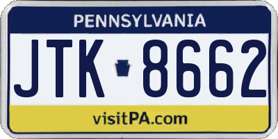 PA license plate JTK8662