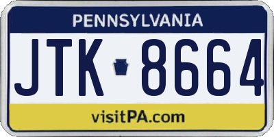 PA license plate JTK8664