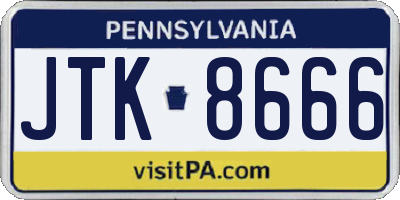 PA license plate JTK8666