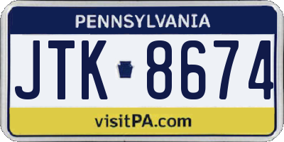 PA license plate JTK8674