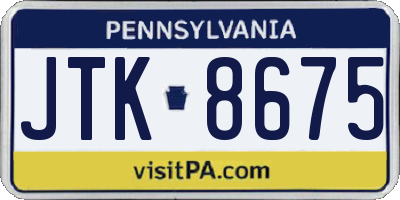 PA license plate JTK8675