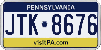 PA license plate JTK8676