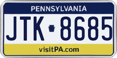 PA license plate JTK8685