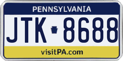 PA license plate JTK8688