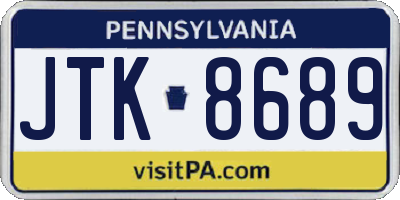 PA license plate JTK8689
