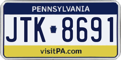 PA license plate JTK8691