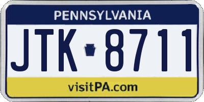 PA license plate JTK8711