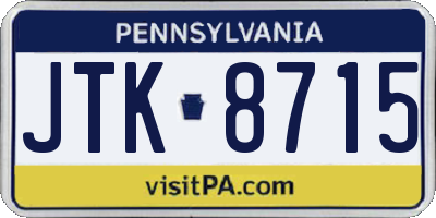 PA license plate JTK8715