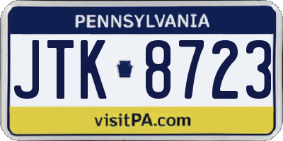 PA license plate JTK8723
