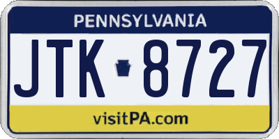 PA license plate JTK8727