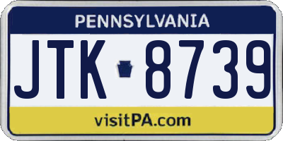 PA license plate JTK8739