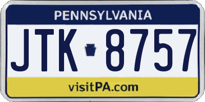 PA license plate JTK8757