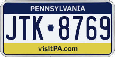 PA license plate JTK8769