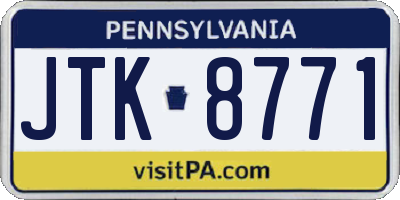 PA license plate JTK8771