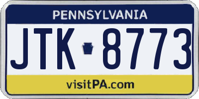 PA license plate JTK8773
