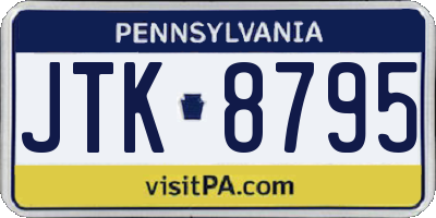 PA license plate JTK8795