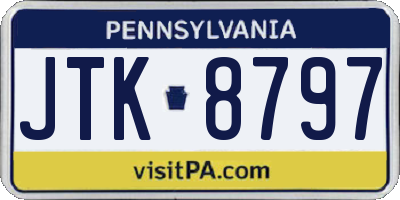 PA license plate JTK8797