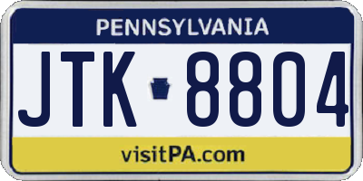 PA license plate JTK8804