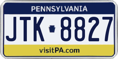PA license plate JTK8827
