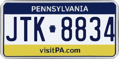 PA license plate JTK8834