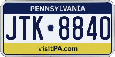 PA license plate JTK8840