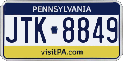 PA license plate JTK8849