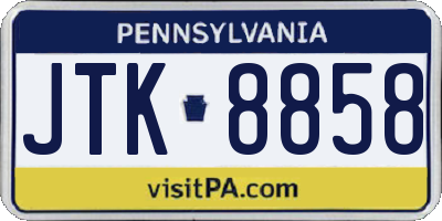 PA license plate JTK8858