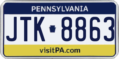 PA license plate JTK8863