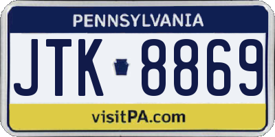 PA license plate JTK8869
