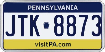 PA license plate JTK8873