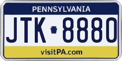 PA license plate JTK8880
