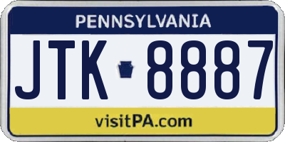 PA license plate JTK8887