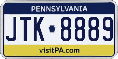 PA license plate JTK8889