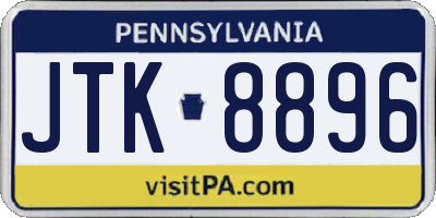 PA license plate JTK8896