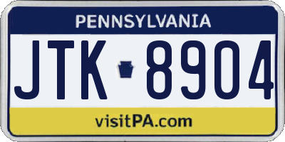 PA license plate JTK8904