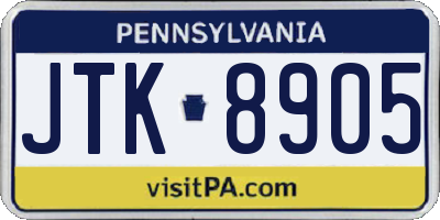 PA license plate JTK8905