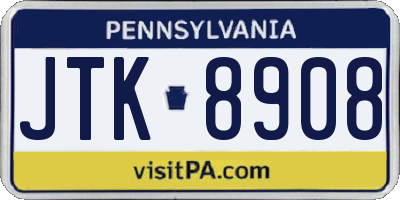 PA license plate JTK8908
