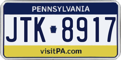 PA license plate JTK8917