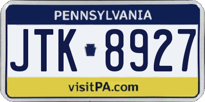PA license plate JTK8927