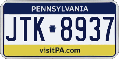 PA license plate JTK8937