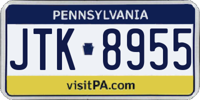 PA license plate JTK8955
