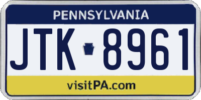 PA license plate JTK8961
