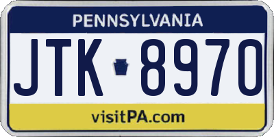 PA license plate JTK8970