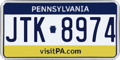 PA license plate JTK8974